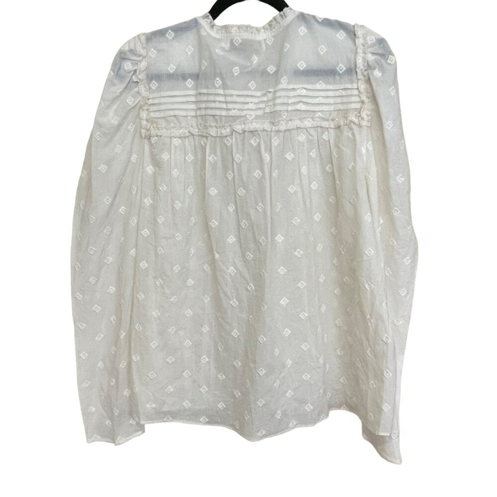 Anthropologie Bishop + Young Boho Cream Embroidered Puff Sleeve Top NWT Small - Picture 3 of 5